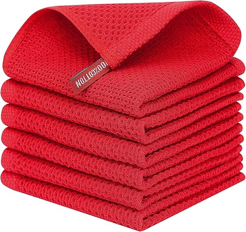 Miniatura 227 de Kitinjoy - Paños de cocina 100% algodón, paquete de 6 paños de cocina ultra suaves y absorbentes para secar platos, toallas de cocina de secado