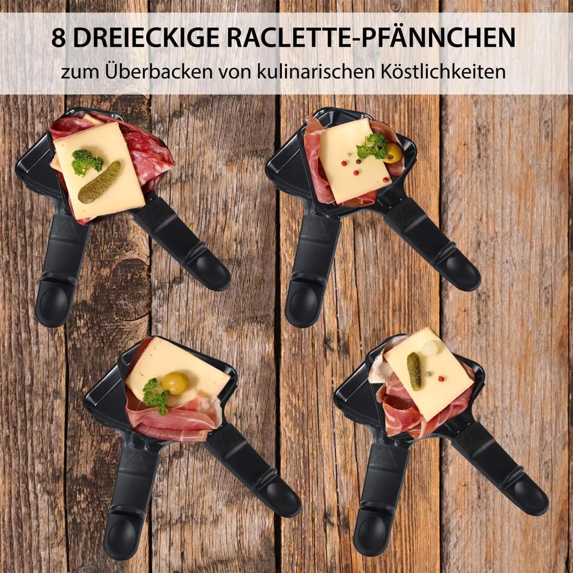Syntrox Germany Raclette-Grill Locarno mit Fondue & Heißem Stein, 4-in-1 Raclette Set, Gesellige Abende, Kulinarische Vielfalt, Antihaftbeschichtung, Leichte Reinigung