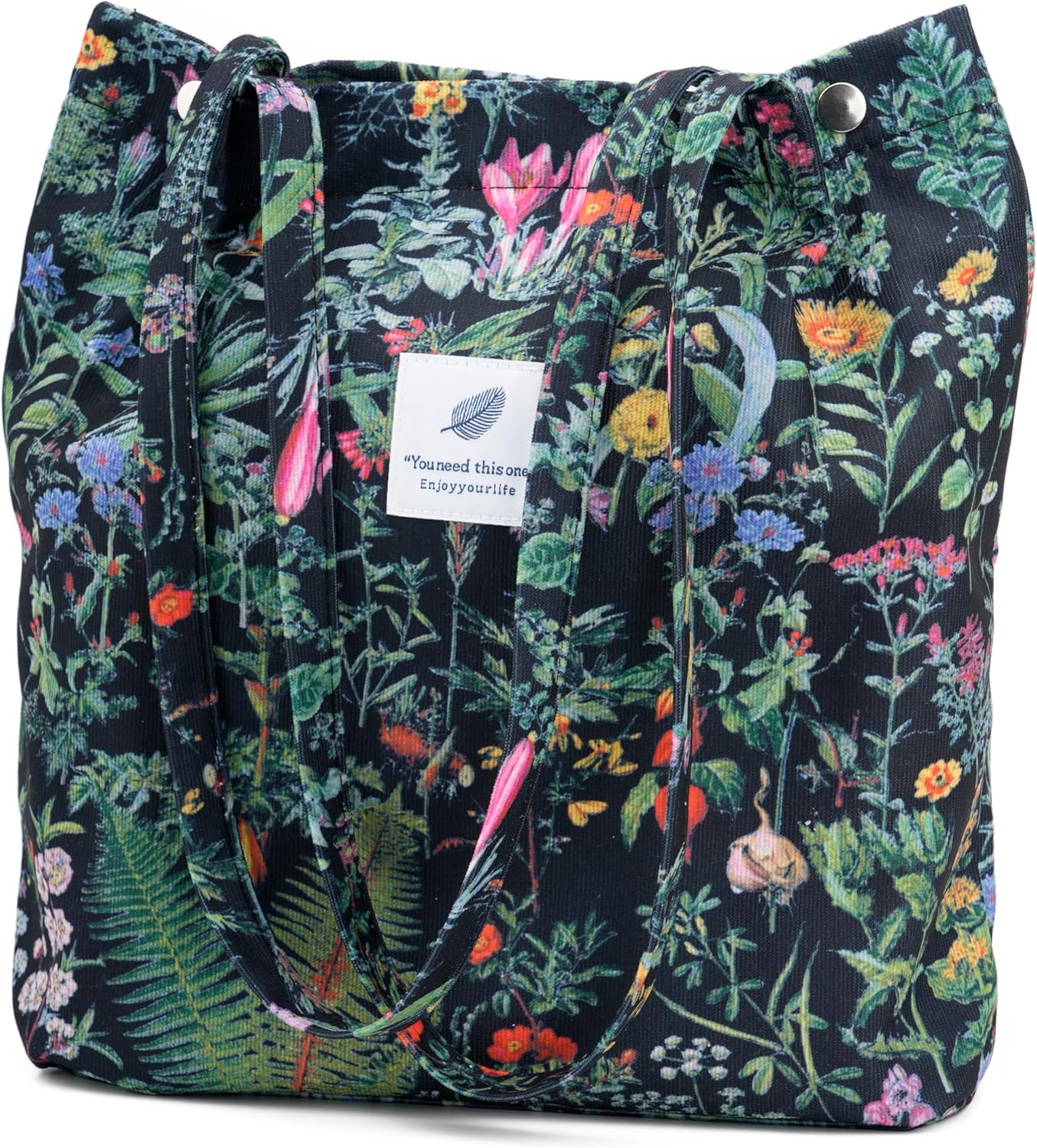 TOPASION Cute Corduroy Tote Bag Canvas Shoulder Handbags for Women Travel Shopping