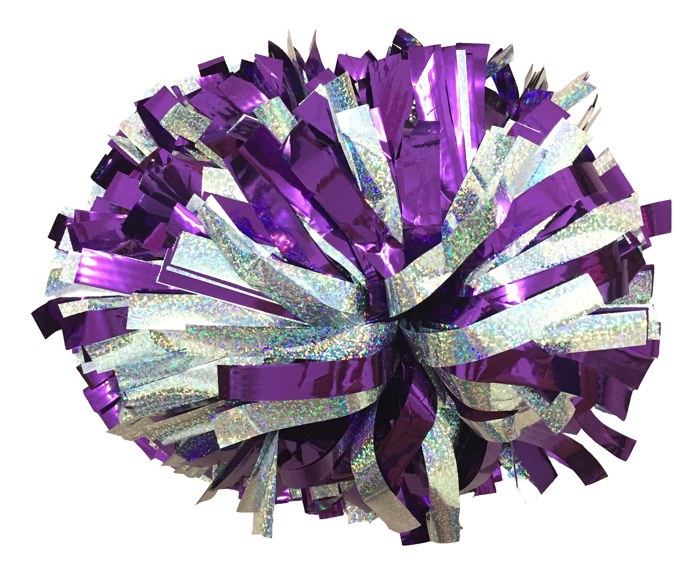 kuugear Pair, 6" Metallic Cheerleading Pom Pom with Baton Handle