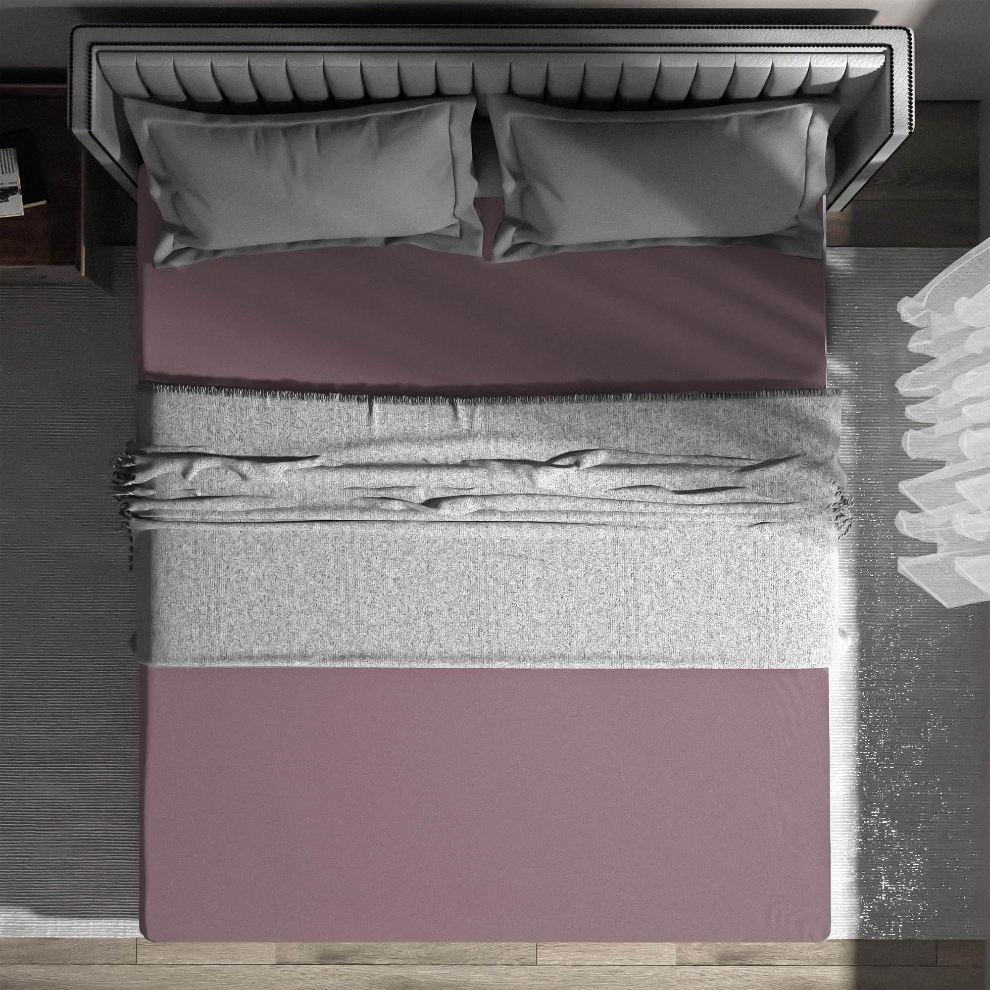 wyewye Single Fitted Sheet, Pink, 90x190 cm with 40 cm Super Deep Pocket, Microfiber Fabric Bed Fitted Sheets, Breathable - Image 4