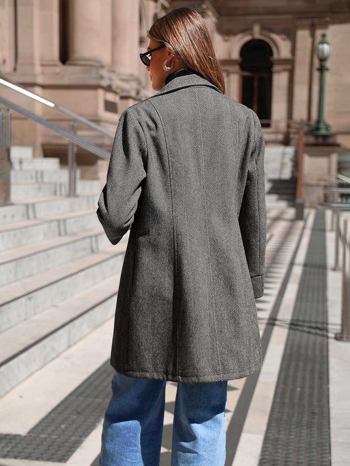 Simplee Womens Coat Fall Winter Long Jackets Single Breasted Lapel Collar Trench Coat - Image 4