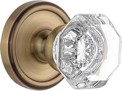 Grandeur 822463, Passage-2.375", roseta Georgetown de latón vintage con perilla de cristal Chambord
