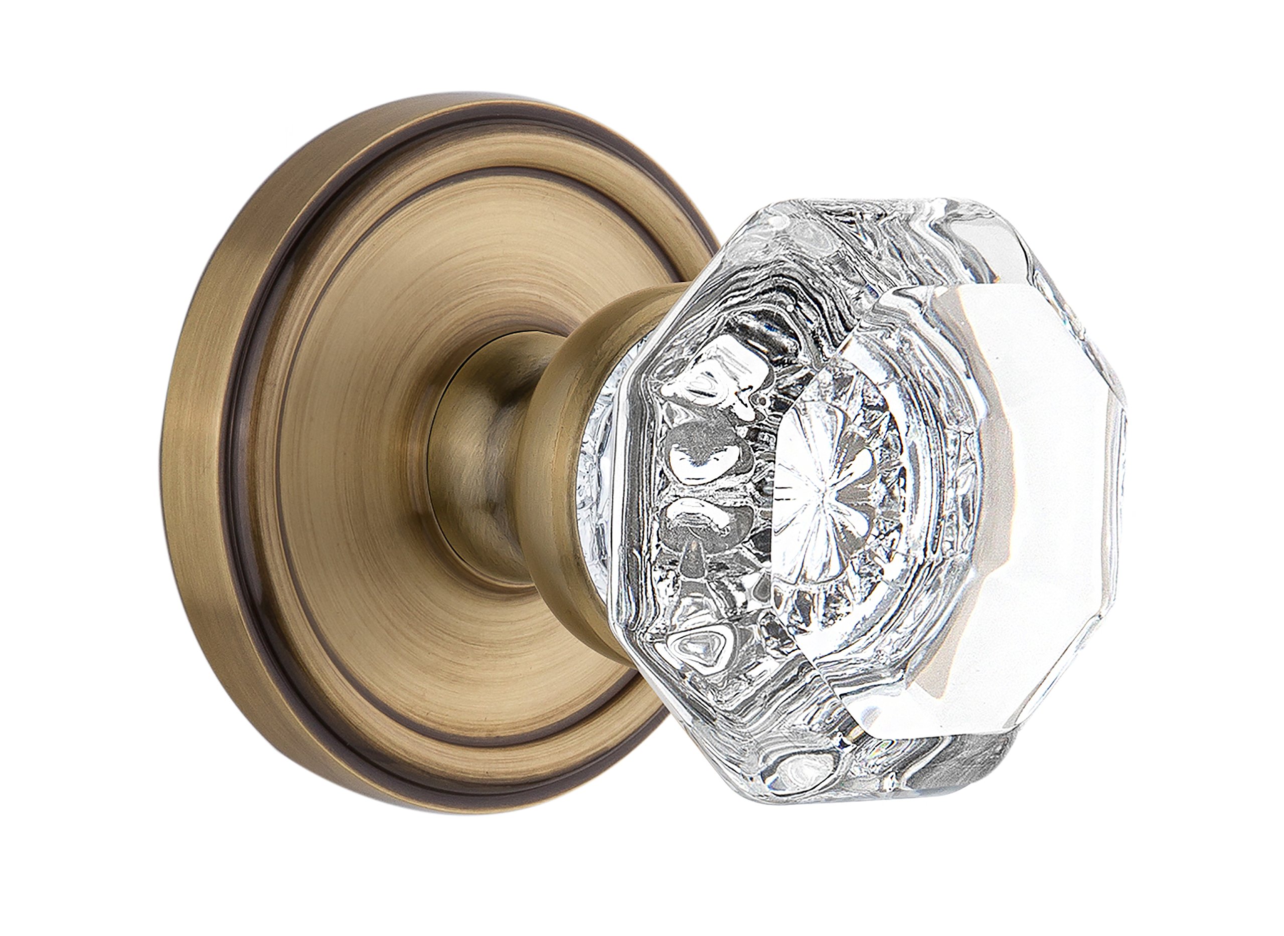 Grandeur 822463, Passage-2.375", Vintage Brass Georgetown Rosette with Chambord Crystal Knob