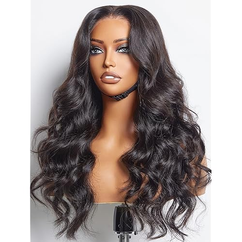 LUVME HAIR 5X5 Loose Body Wave Glueless Human Hair Wig Pre Cut Lace Front Wig Pre Plucked Ready to Go Black Wig For Women (16 Inch & Precut Lace)