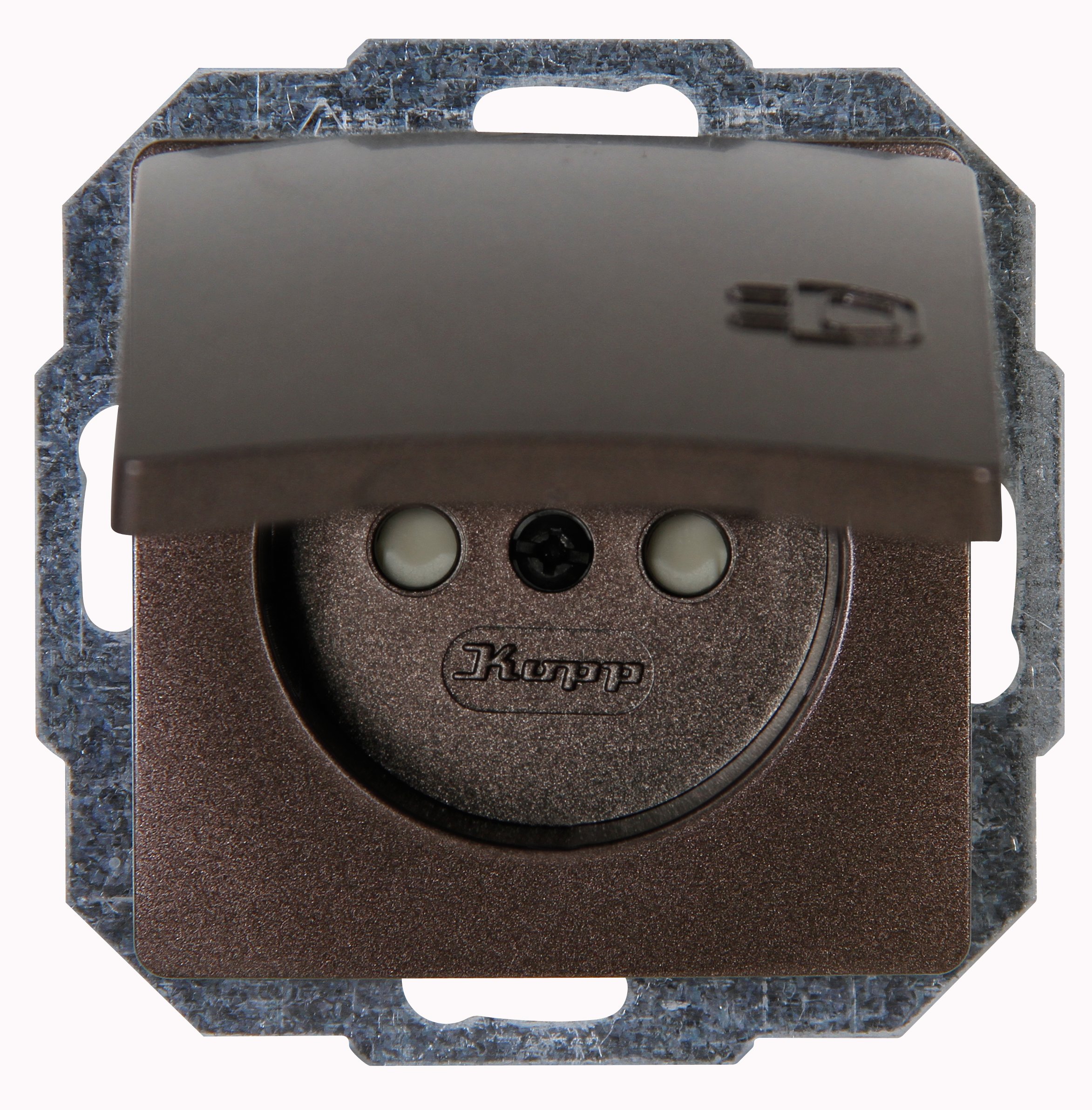 Kopp 944826089 Paris - Toma de contacto con protección centralizada, enchufe individual con tapa y protección de contactos aumentada, marrón, 1 unidad, color marrón palo de rosa