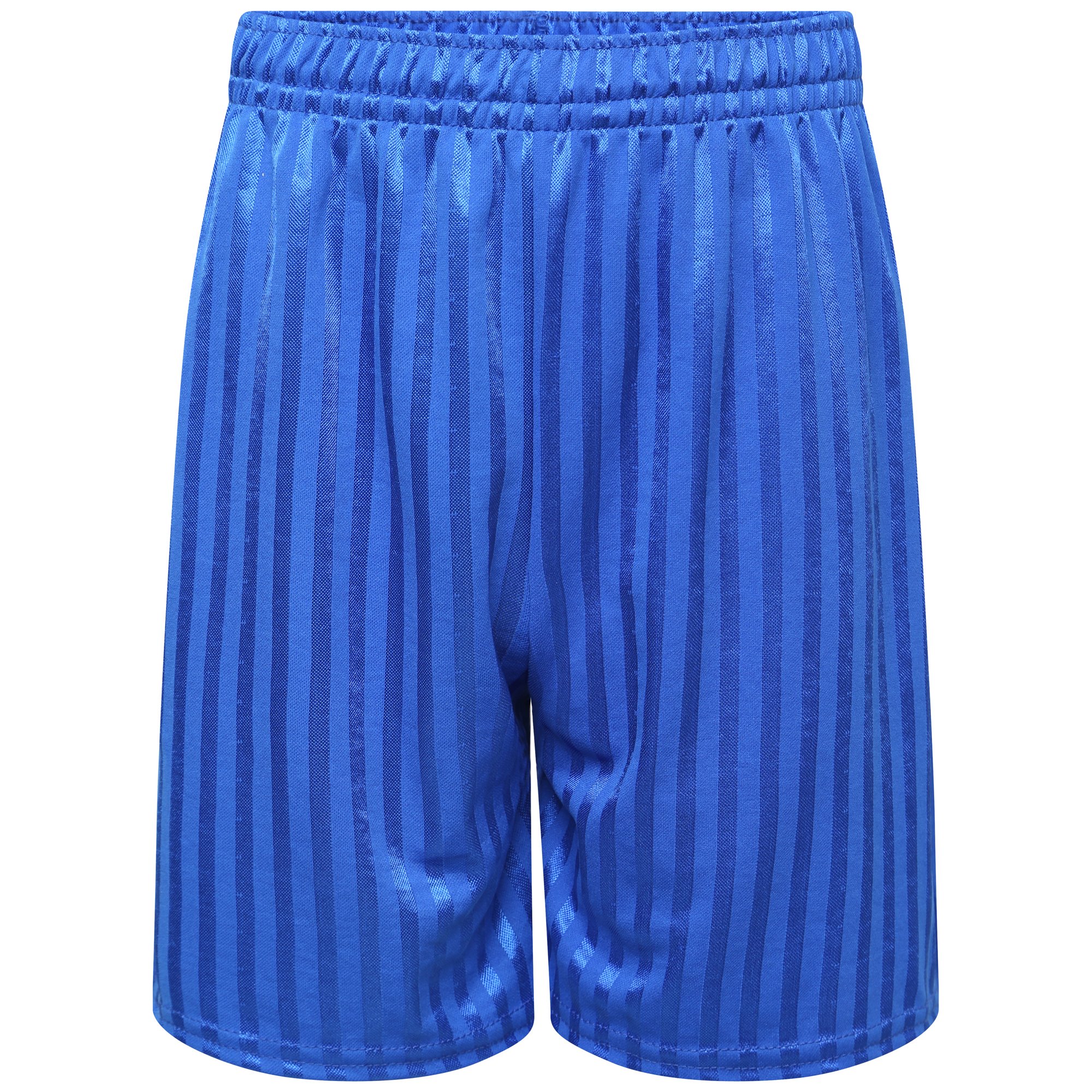 Unisex Royal Blue PE School Shadow Stripe PE Shorts Boys Girls Adult Football Gym Sports Short