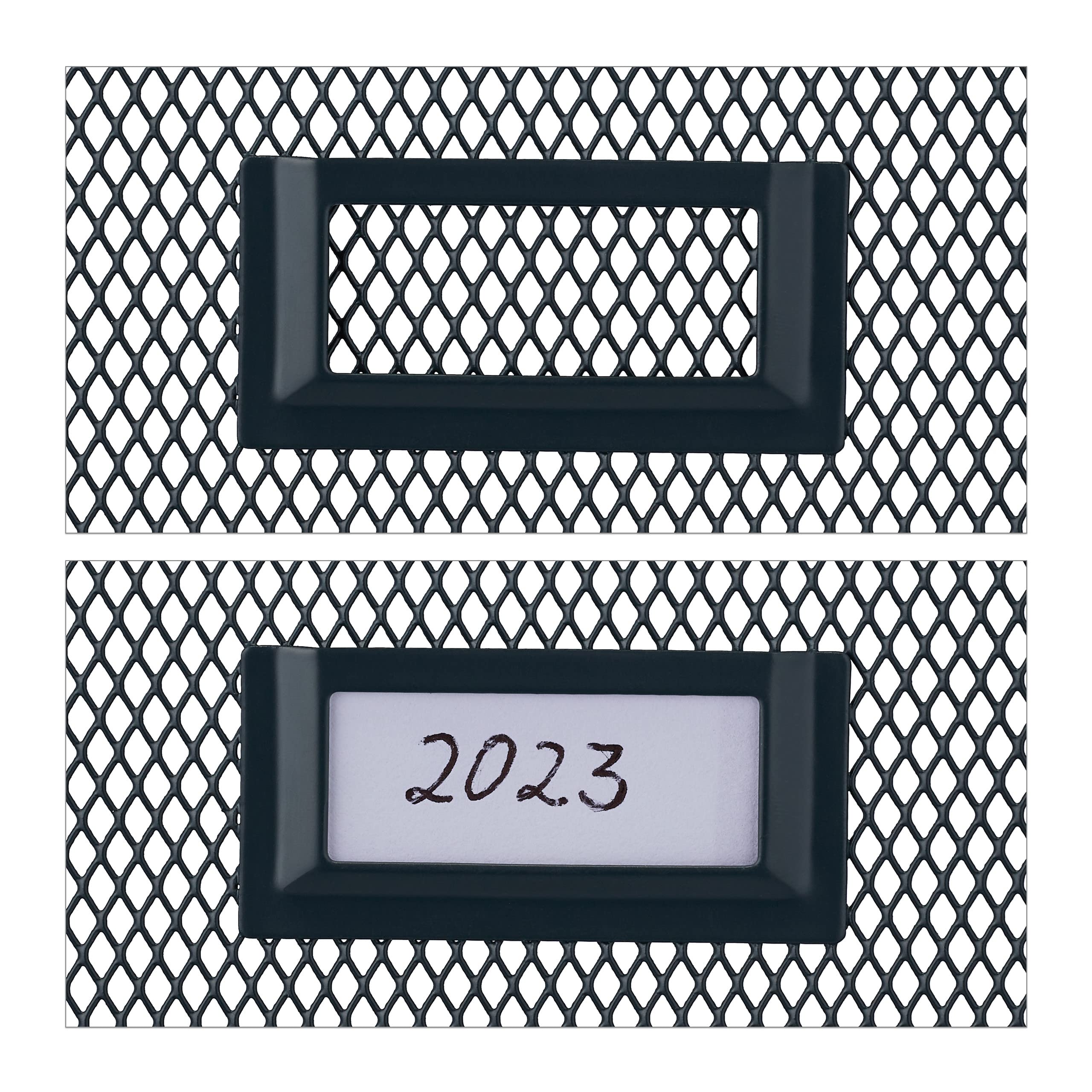 Relaxdays 3 x raccoglitori Verticali, Formato DIN A4, Design a Rete, 32 x 16 x 24,5 cm, Ufficio e Home Office, Metallo, Antracite