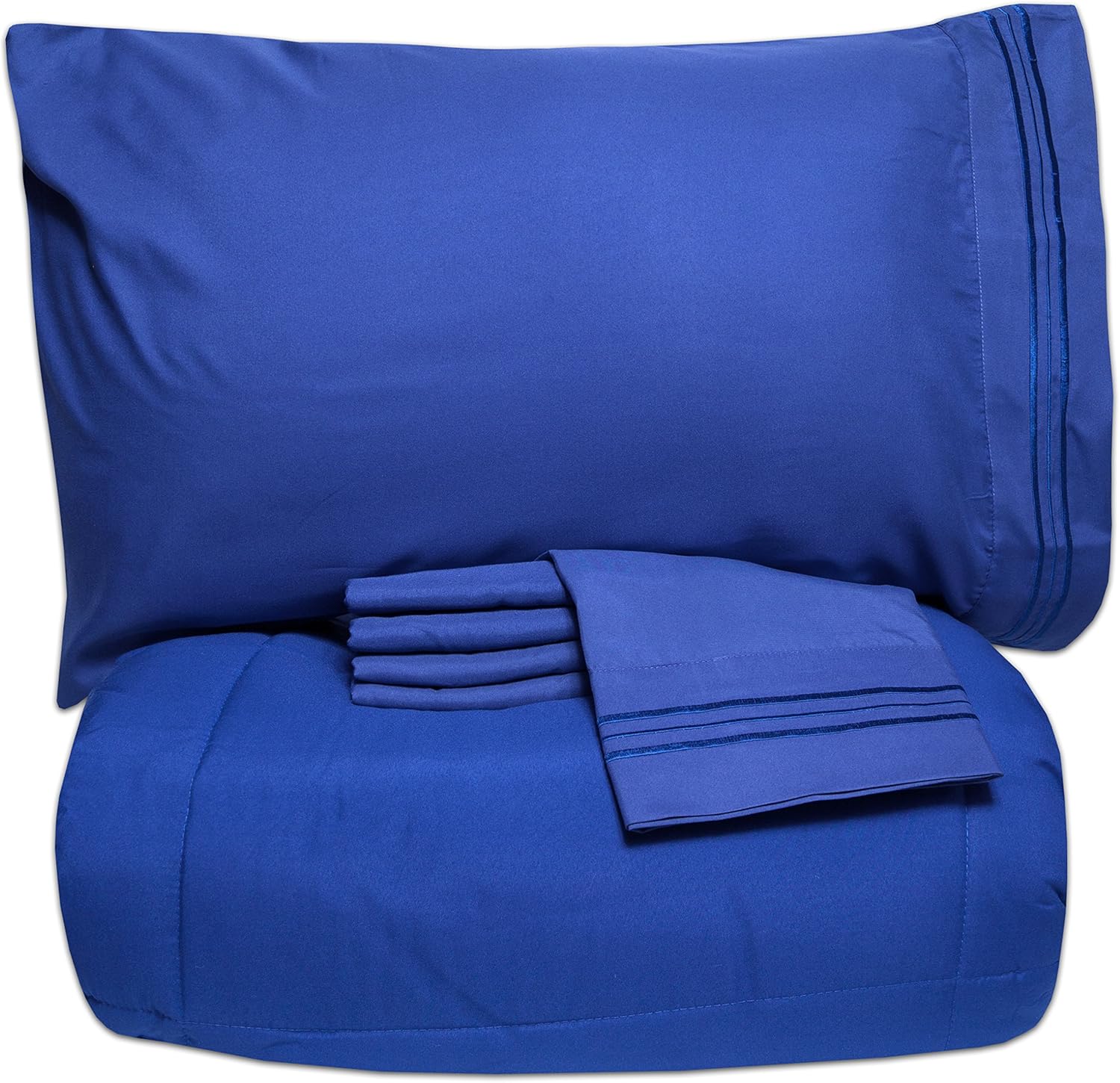 Sweet Home Collection Luxury 5 Piece Bed-in-A-Bag Solid Color Comforter and Sheet Set, Twin, Sage