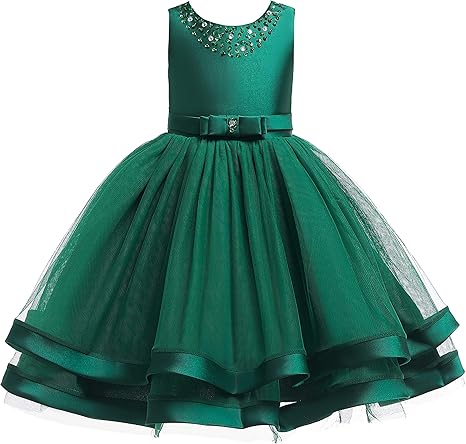 Glamulice Flower Girls Ruffles Vintage Embroidered Sequins Lace Wedding Dress Party Bridesmaid Gown