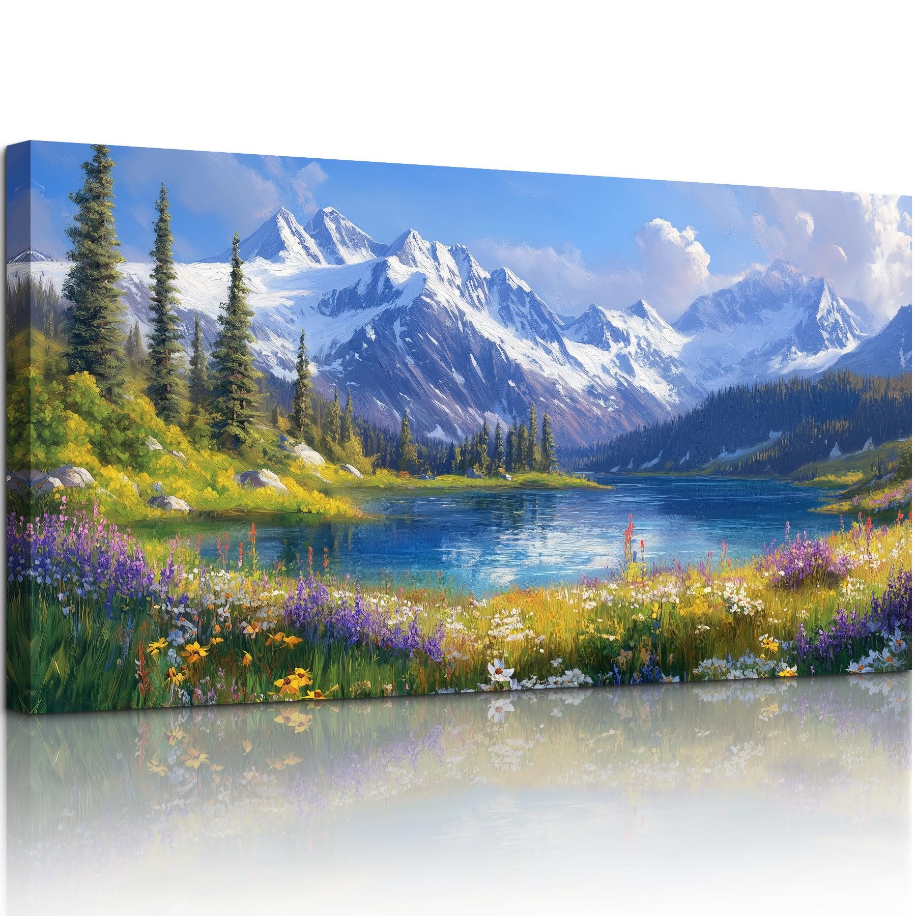 Amazon.com: crmotu Mountain Lake Wall Art, Natural Landscape Large
