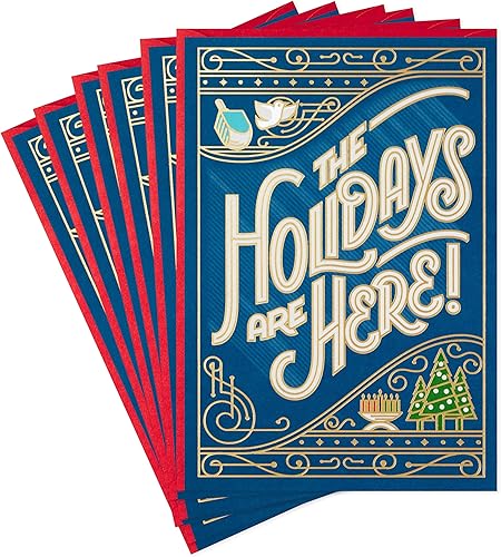 Hallmark Tarjetas navideñas para Navidad, Hanukkah y Kwanzaa (6 tarjetas con sobres)