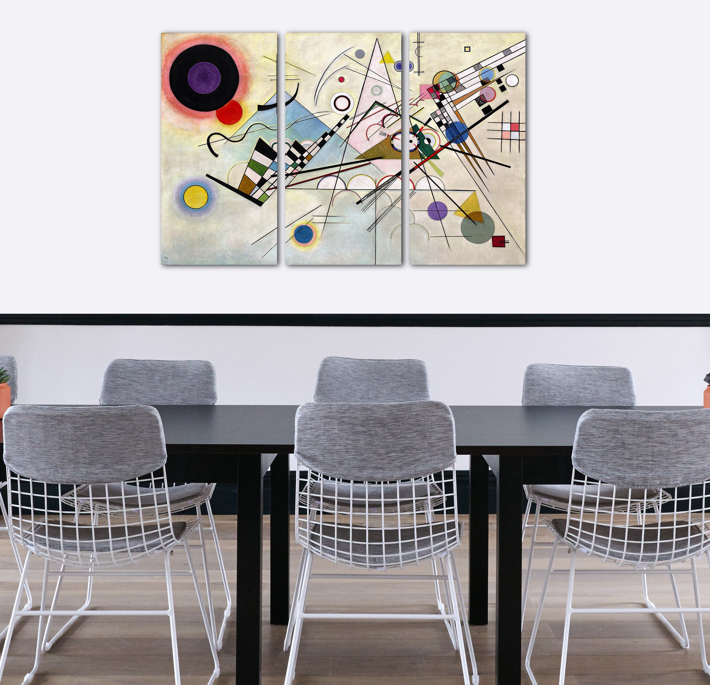 Printed Paintings Leinwand 3-teilig(120x80cm): Wassily Kandinsky - Komposition 8 (1923)