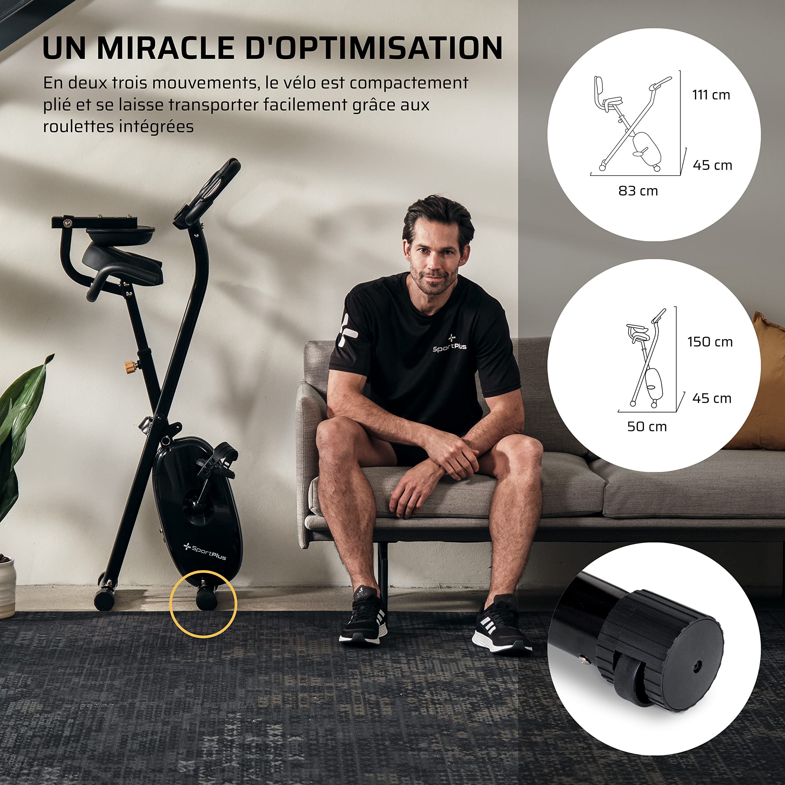 Vélo D'appartement Pliable SportPlus - 24 Niveaux De Résistance, Siège Avec Dossier, Mesure Du Pouls, Silencieux Et Sans Entretien - 7