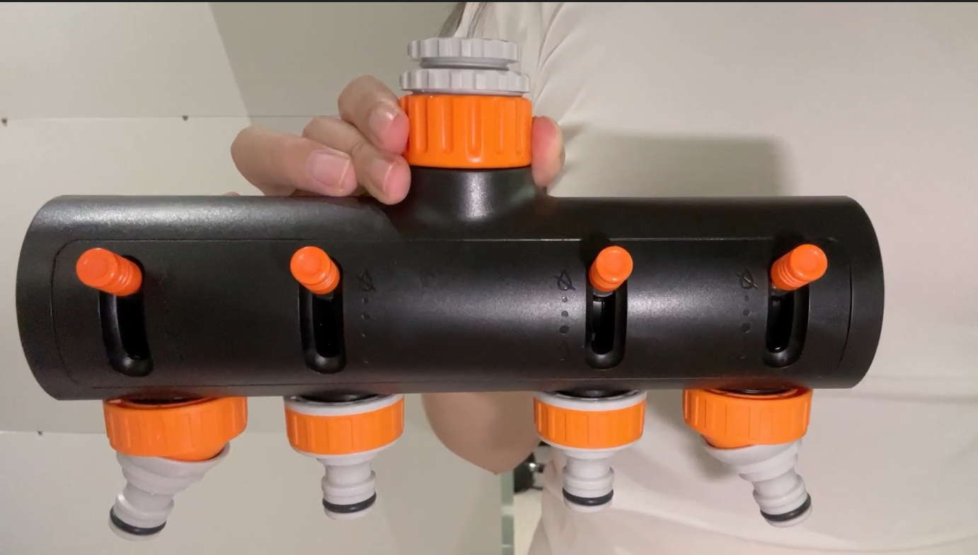 Sdoppiatore Tubo Giardino, Distributore di Irrigatori a 4 Vie, Splitter per Rubinetto a 4 Vie con Interruttore di Controllo Portata d'acqua Regolabile Per Irrigazione Giardino, lavatrice