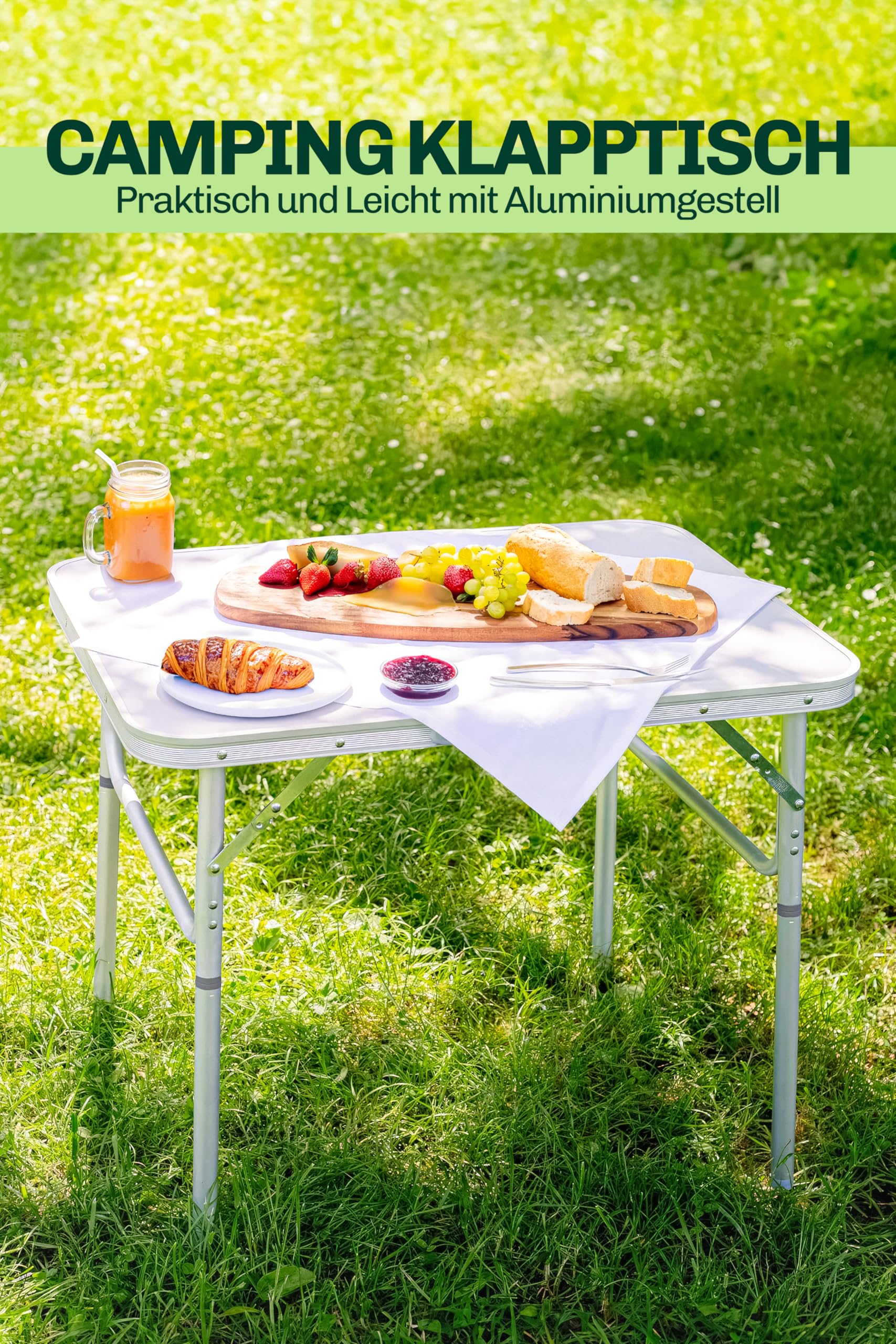 Blumixx Klapptisch Campingtisch - Verstellbare Höhe und Tragegriff - Superleicht aus Aluminium - 75x55x26/60cm – Faltbarer Garten- und Balkontisch
