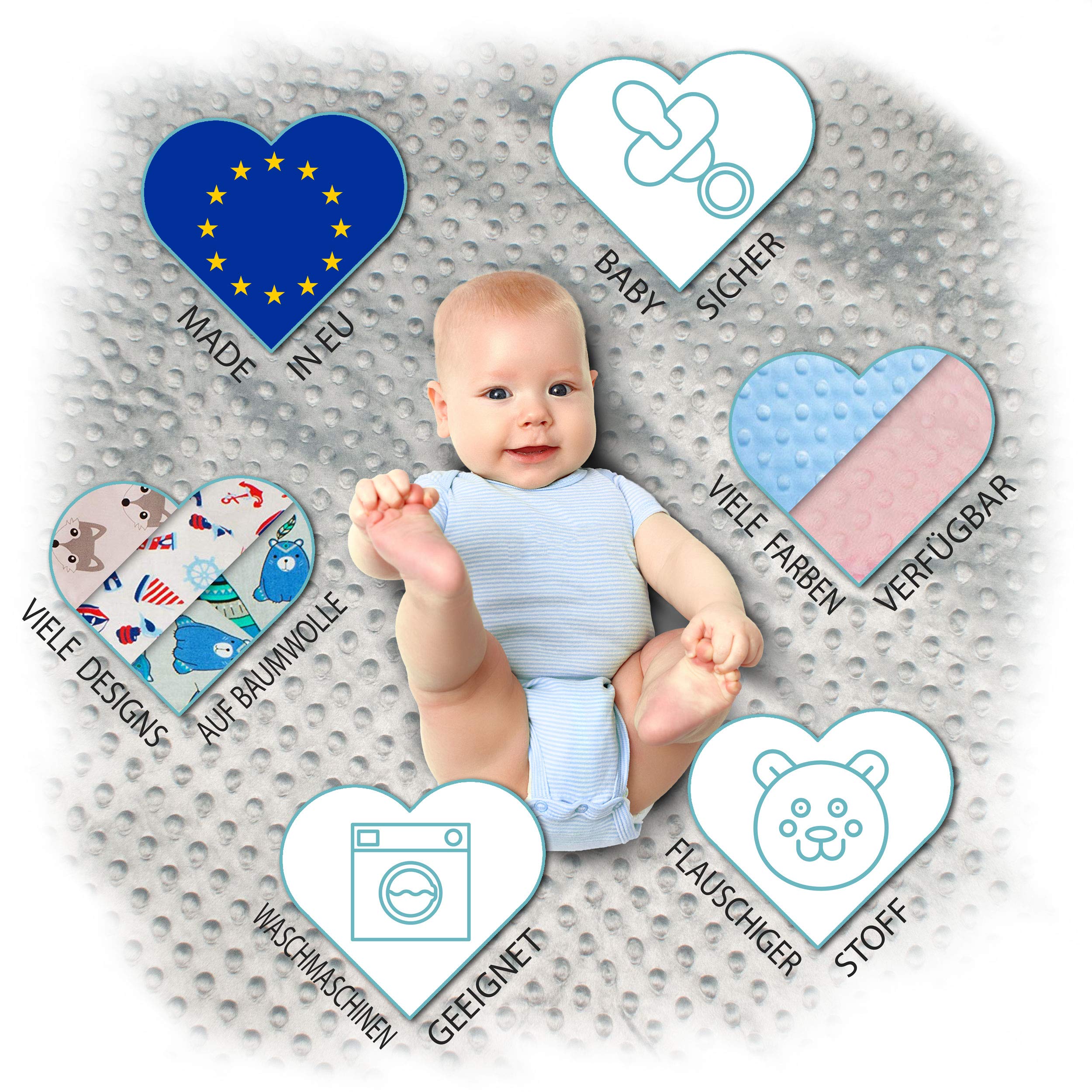 Coperta per bambini Minky a doppio strato in morbida peluche con retro a punteggi, coperta per neonati per bambini e bambini, coperta per culla e culla per bambini unisex (rosa, 30 x 101,6 cm