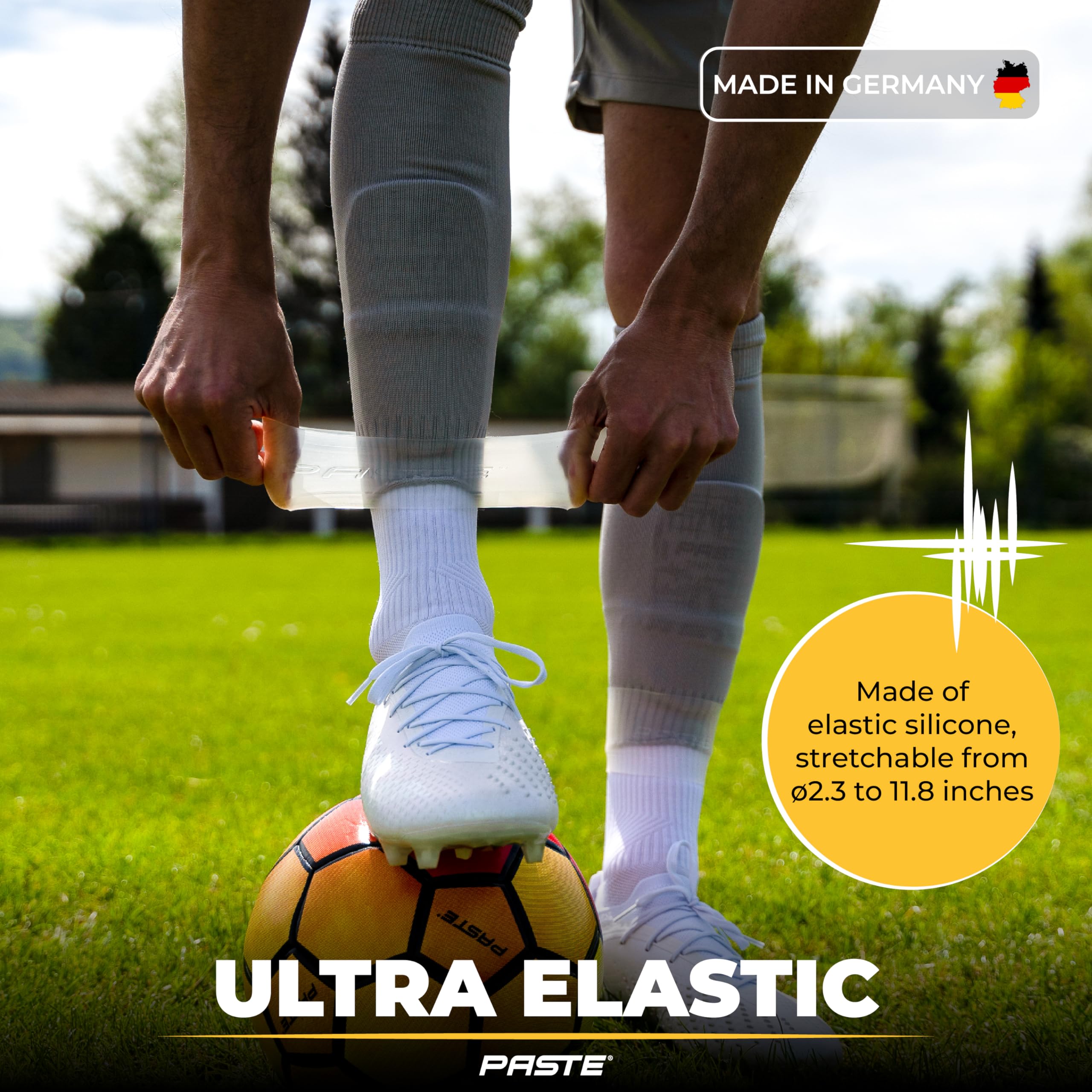 PASTE ® Supporto per parastinchi da calcio silicone per adulto uomo donna e bambino