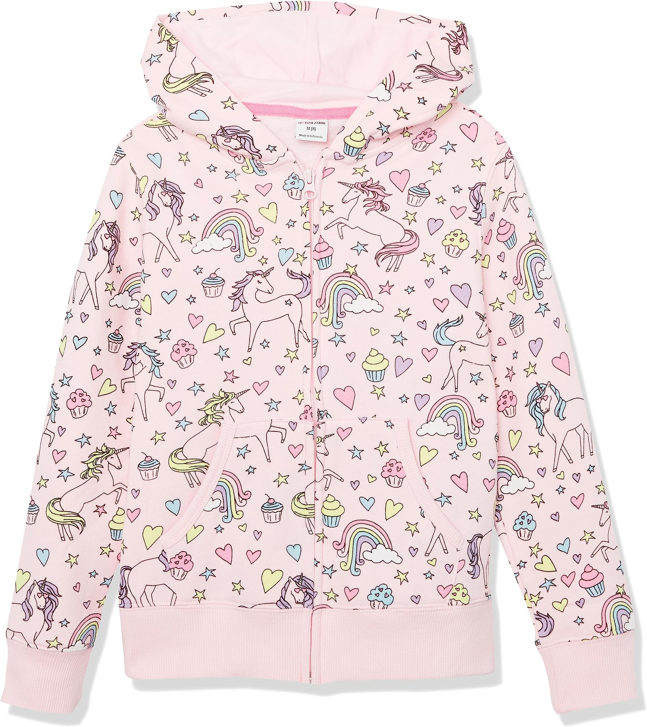 Amazon Essentials Girls and Toddlers' Fleece Zip-Up Hoodie Sweatshirts (Previously Spotted Zebra)