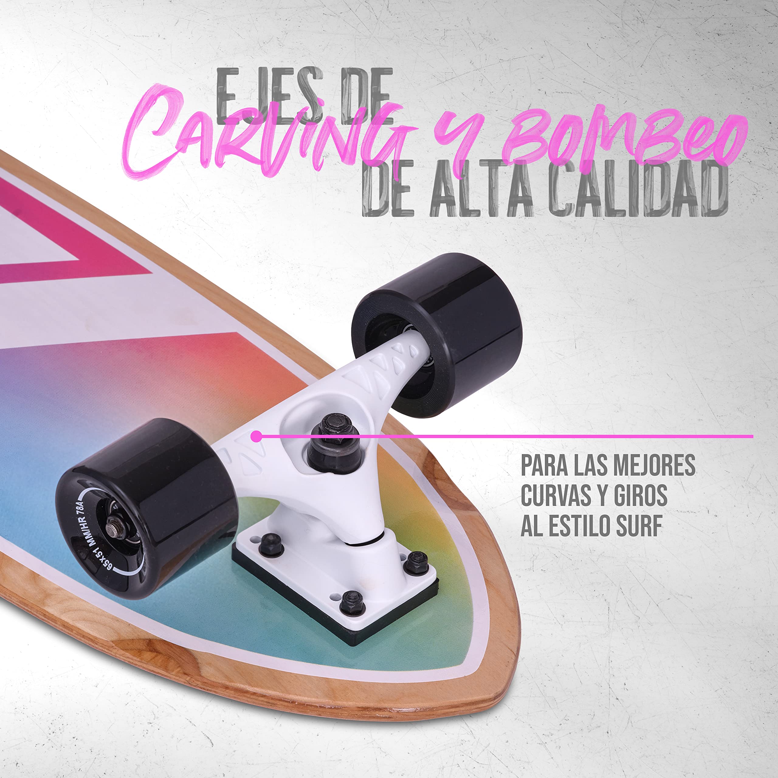 Apollo Surf Skate para Niños a Partir de 6 Años | Mini Longboard Cruiser para Niños | Mini Skate Cruiser para Entrenamiento de Surf | Carving y Pumping | Ejes Surf Skateboard Adulto