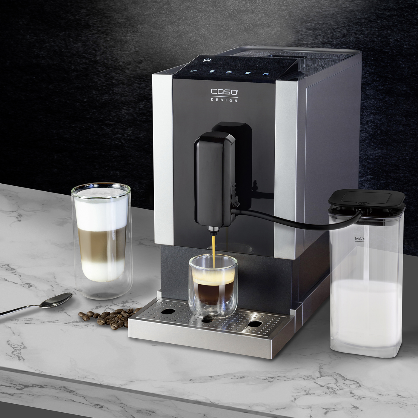 CASO Café Crema Touch Kaffeevollautomat - Mit Kegelmahlwerk & Milchtank