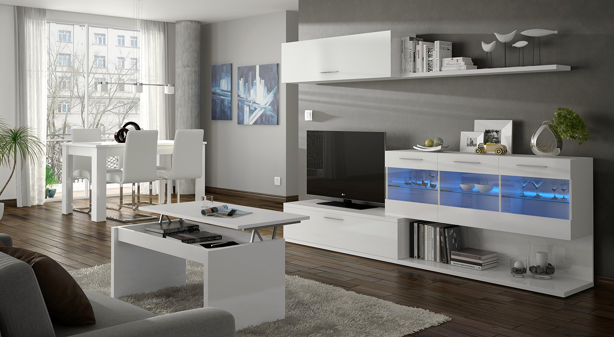 Alessia - ARAL VETRO Living Room TV Cabinet - WHITE