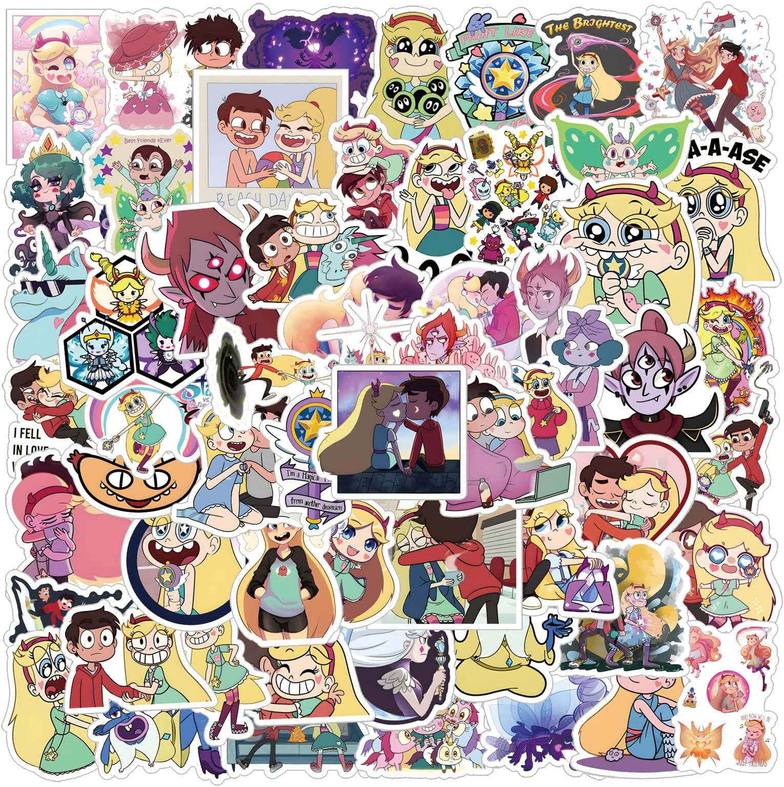 YEESACG 60Pcs Star vs. The Forces of Evil American Cartoon Waterproof Stickers Pack | Television Comedy Cool Deacls Vinyl Sticker for Adults Wall Phone Computer Laptop Skateboard Luggage