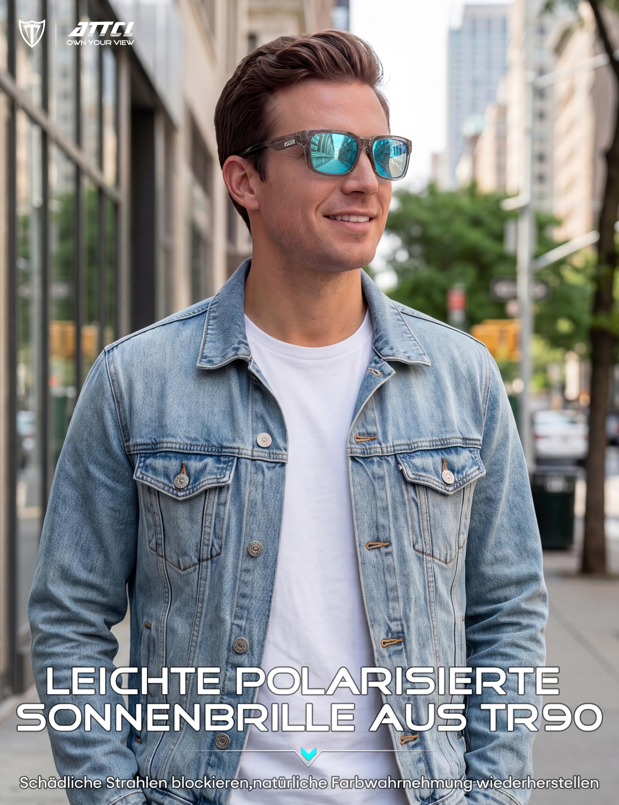 ATTCL Sonnenbrille Herren Polarisierte Sportbrille Fahrerbrille TR90 Rahme Ultra Leicht CAT 3 UV400-Schutz
