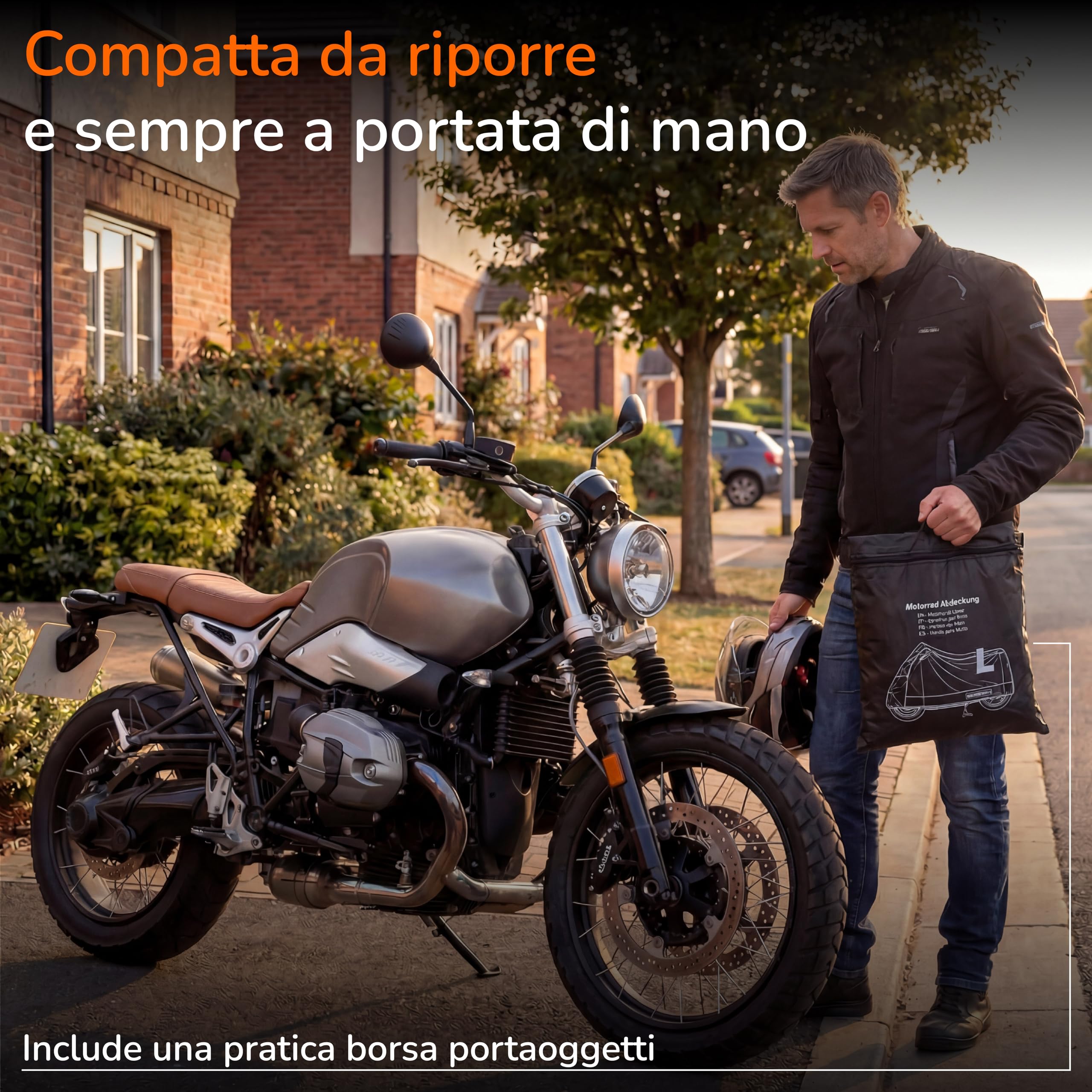 Upgrade4cars Copertura Moto Esterno Impermeabile e con Lucchetto | Garage Universale Moto Antigelo Invernale 210D Poliestere Nero | Copertura Scooter Taglia XL 275x105x125 cm