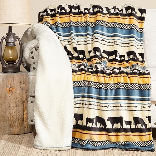 Vista 35 de CARSTENS, INC. Wrangler Ultra Premium - Manta de forro polar sherpa súper suave, 54 x 68 pulgadas, diseño Southwest Horizon Horizonte Suroeste