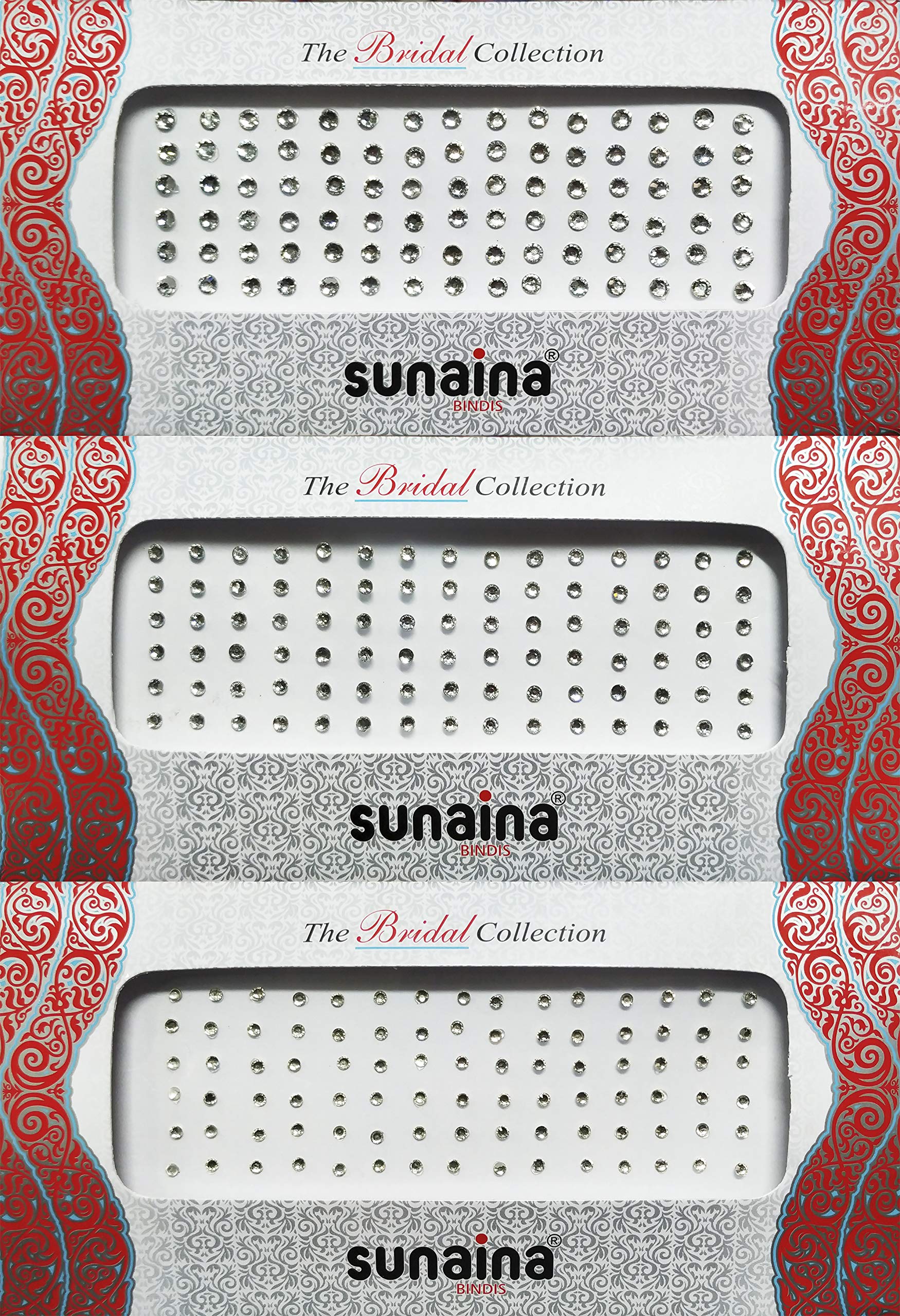 Sunaina Bridal Collection Mix Size Silver Stone Bindis for Women [SBCSS101]-image-35
