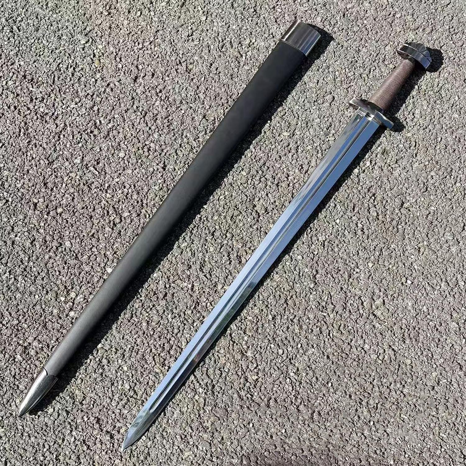 40" Medieval Brown Stainless Steel Sword with Scabbard for Collection, Display, Cosplay - Image 7