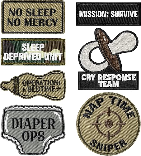 7 parches tácticos divertidos con gancho y bucle, lindo chupete para coser en apliques bordados, parche de reparación de emblema, parche para el día