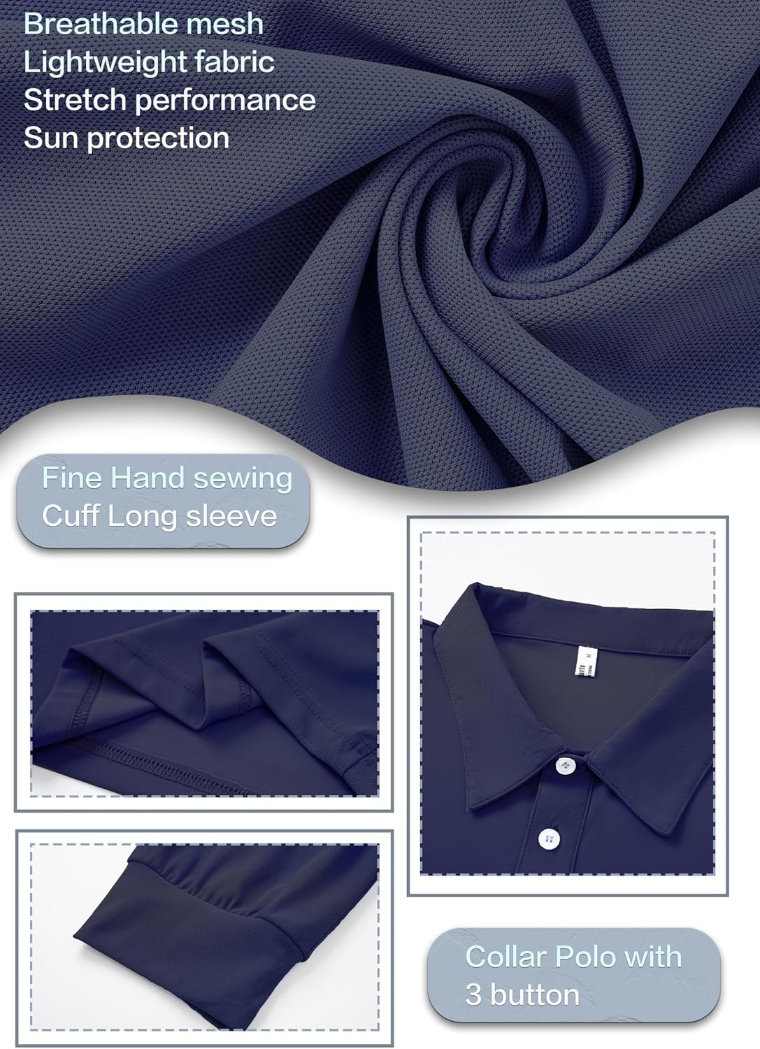 Scrub Shirt for Men Lab Medical Polo Nurse Doctor Stand Up Collared Long Sleeve Medicine Work Top - Image 5