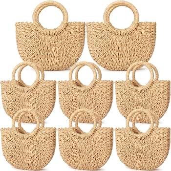 Amazon.com: BBTO 8 Pcs Semi Circle Straw Bag for Women, Rattan