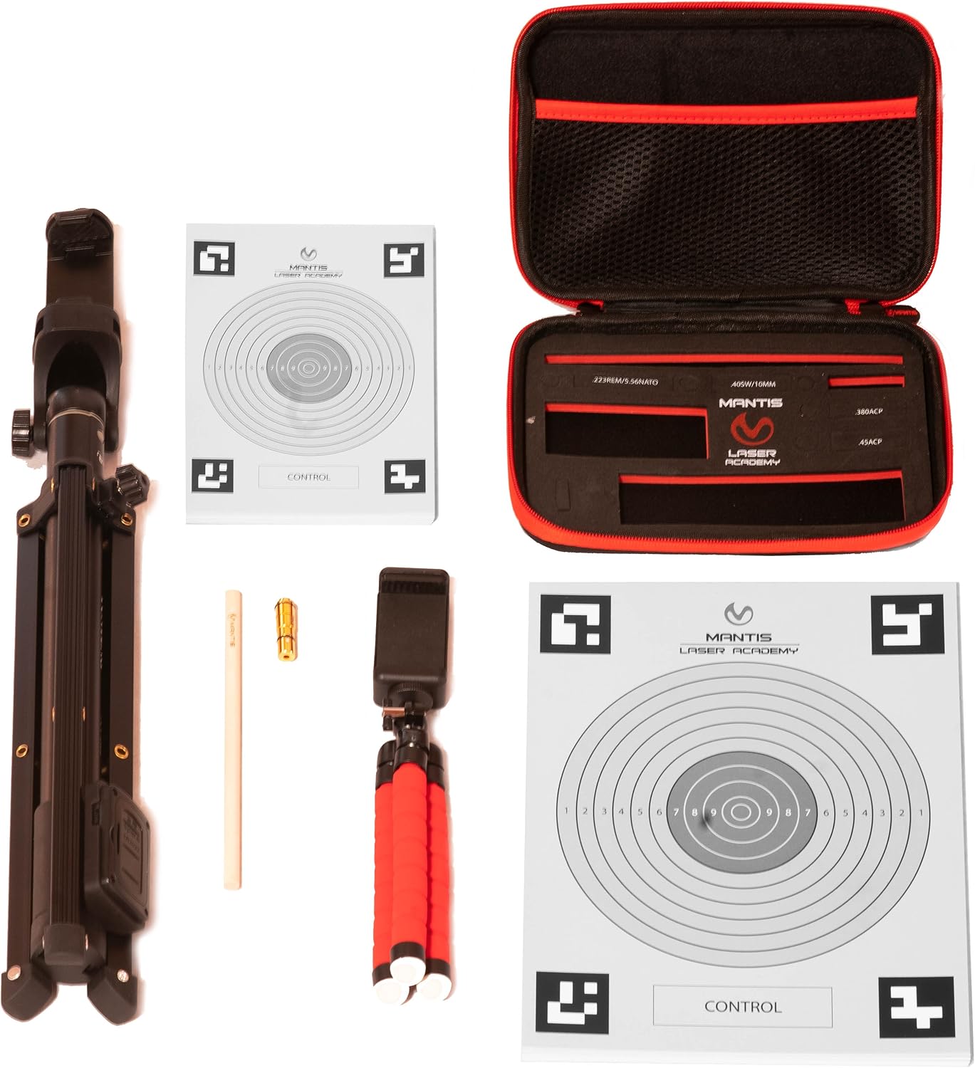 Mantis Laser Academy Training Kit for 9mm, 45 ACP, 380 ACP, 40 S&W | Dry Fire System for Target Practice | Free App, No Subscription | Includes Training Cartridge