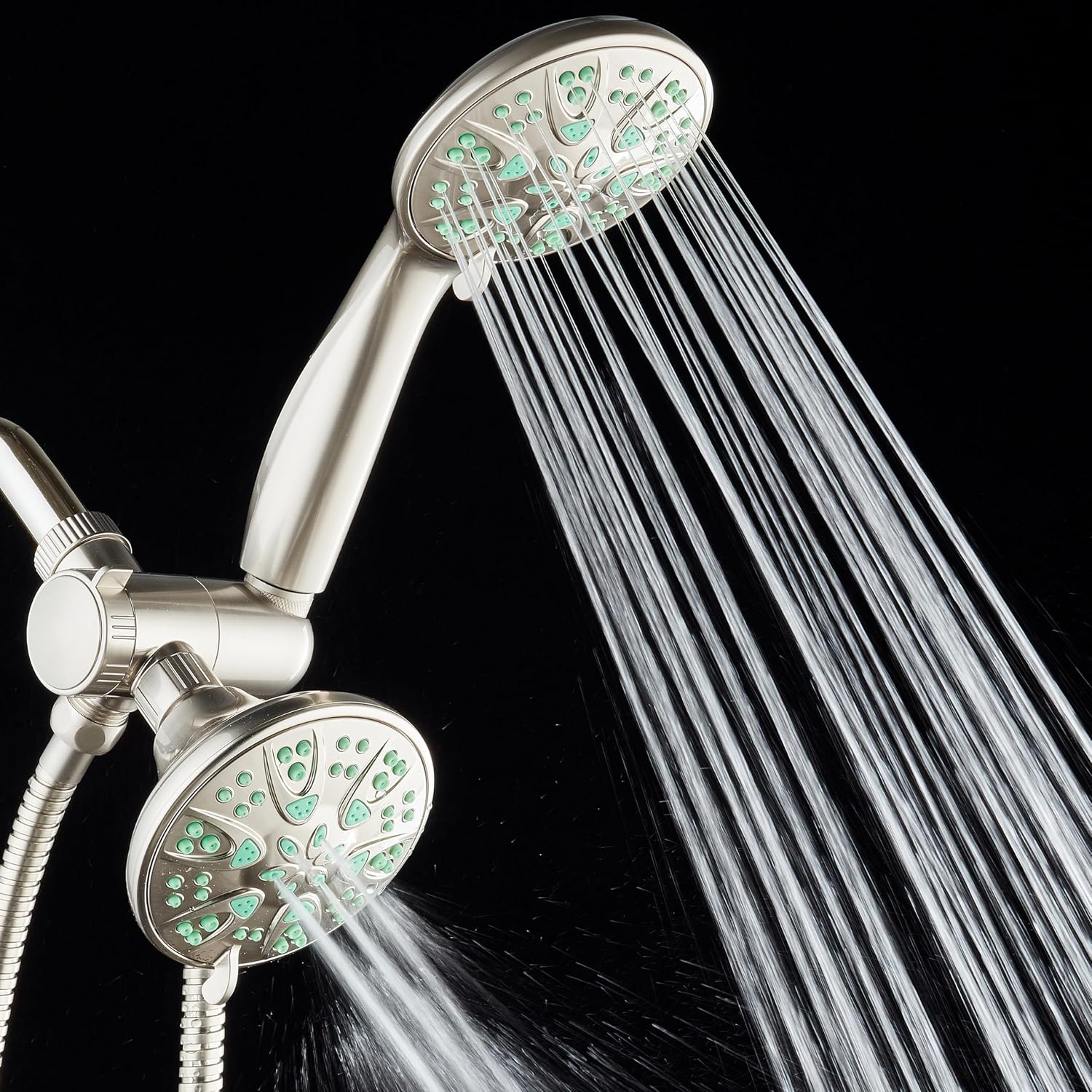 AquaDance Antimicrobial/Anti-Clog High-Pressure 30-setting Dual Head Combination Shower with Microban Nozzle Protection From Growth of Mold, Mildew & Bacteria for a Healthier Shower – Coral Green image 4