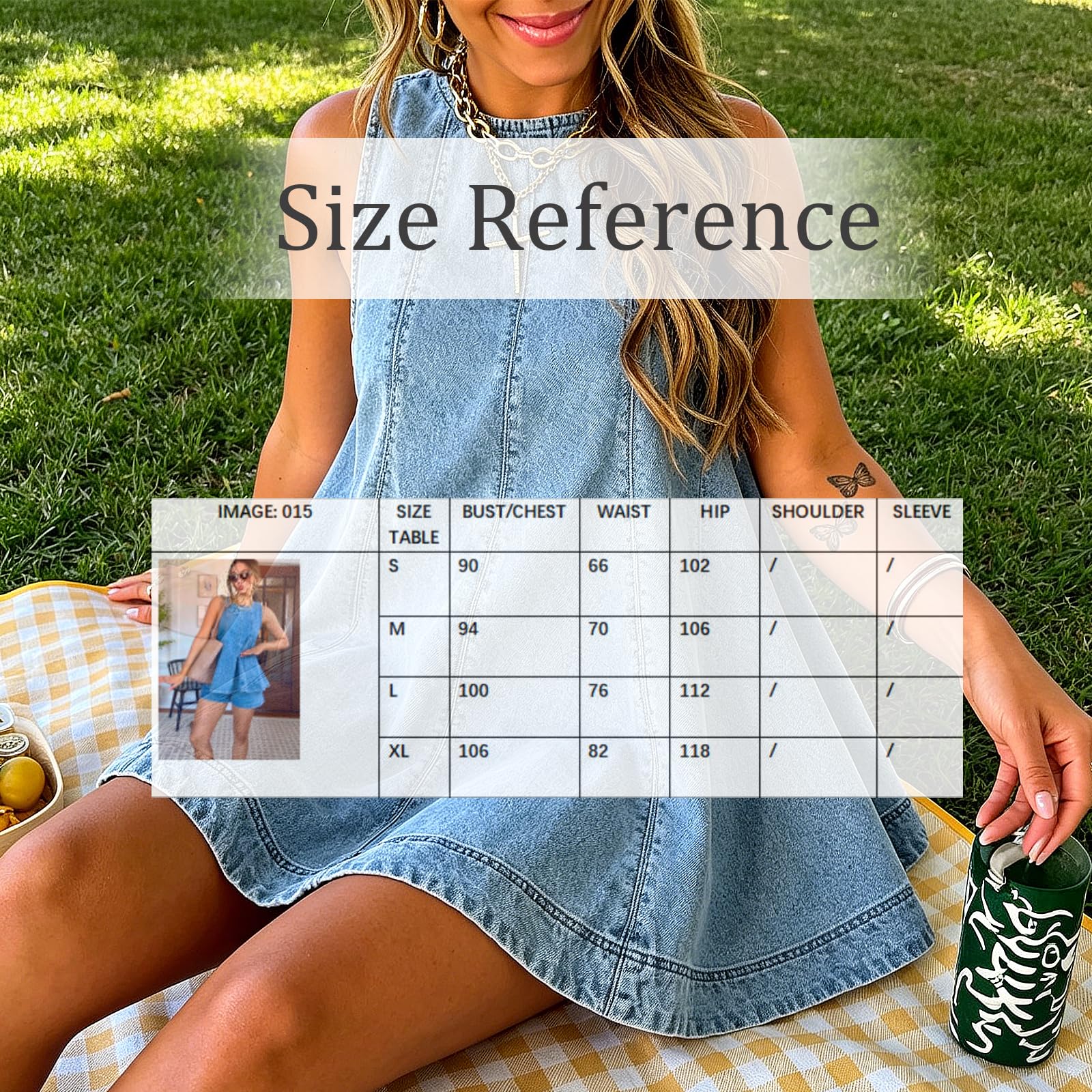 Conjunto de dos piezas de mezclilla para mujer: Top sin mangas acampanado y falda de talle alto — Estilo casual, suave y ligero, ideal para el verano y la playa.