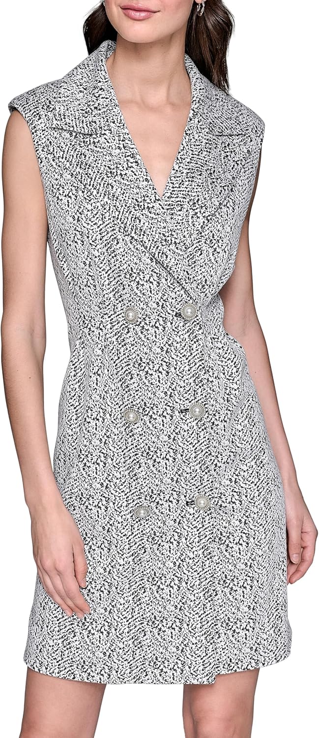 KARL LAGERFELD Paris Women's Abstract Jacquard Collared Sleeveless Jacket