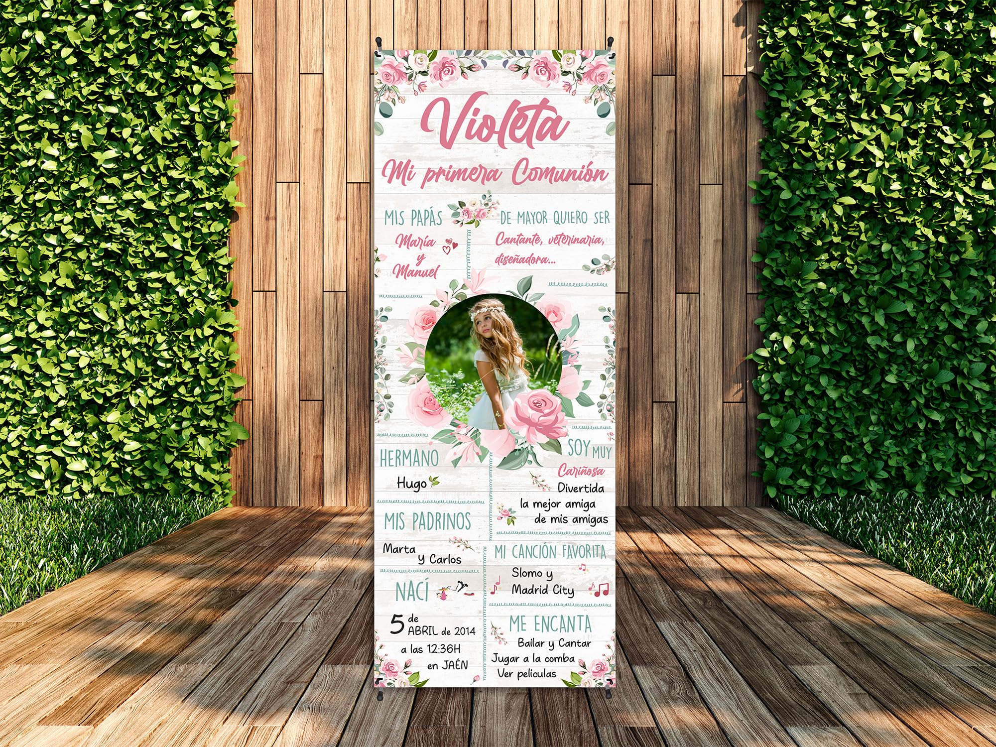 Oedim Xbanner Comunion Personalizada Modelo 1, 60x160cm, Fabricado en Lona con Soporte X Banner, Expositor Publicitario Desmontable