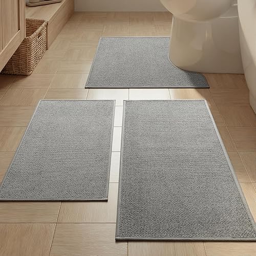 Miniatura 14 de YIHOUSE Tapete de baño antideslizante, absorbente, de secado rápido, para el suelo del baño, delgado, para debajo de la puerta, lavable de pelo bajo