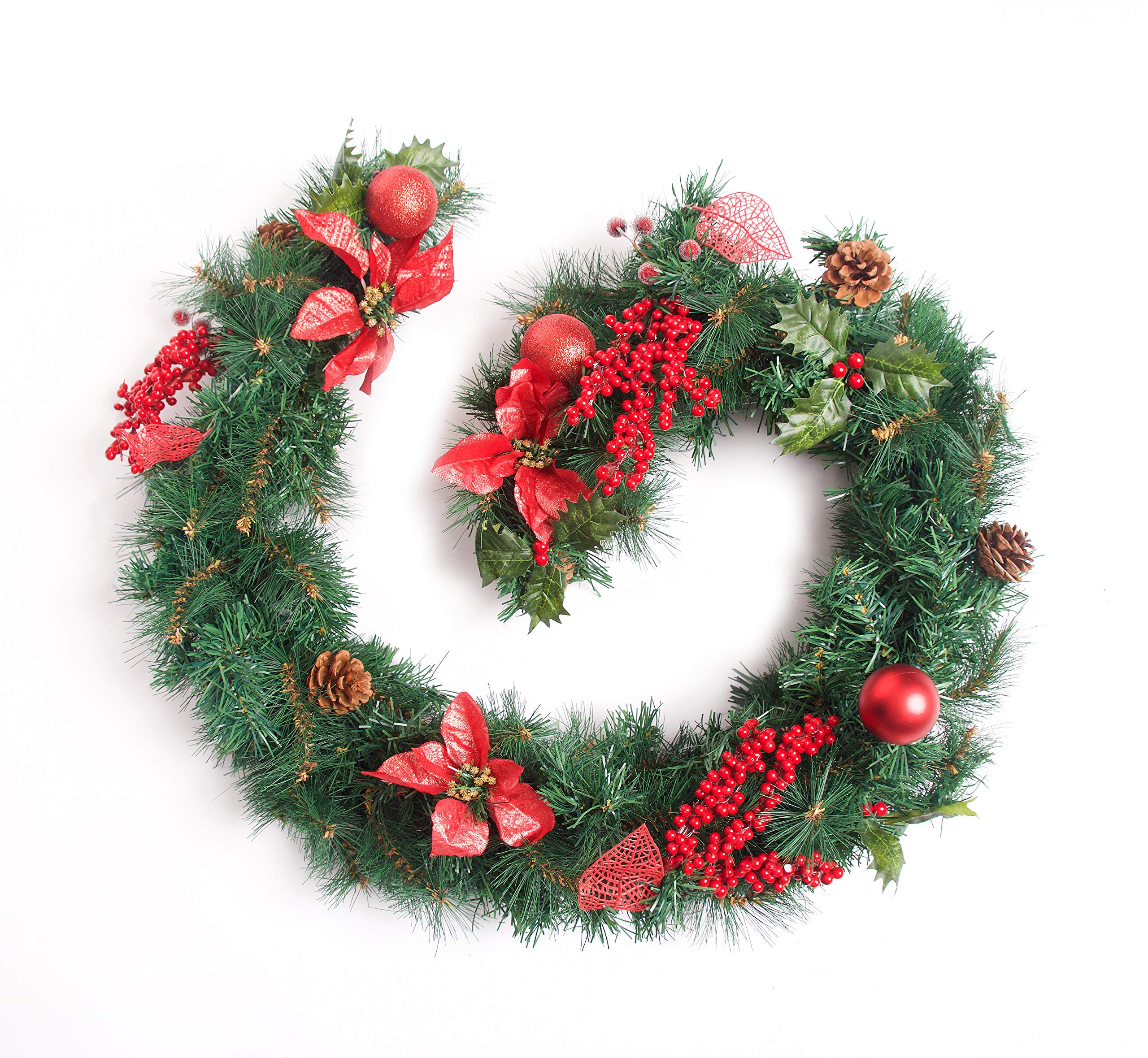 Best Artificial Without Lights 6Ft Red Decorated Christmas Garland