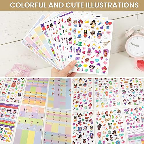 Miniatura 5 de bloom daily planners Hola Mijas Bonitas - Calcomanías para planificación, 14 hojas, más de 950 calcomanías ilustradas, paquete variado para