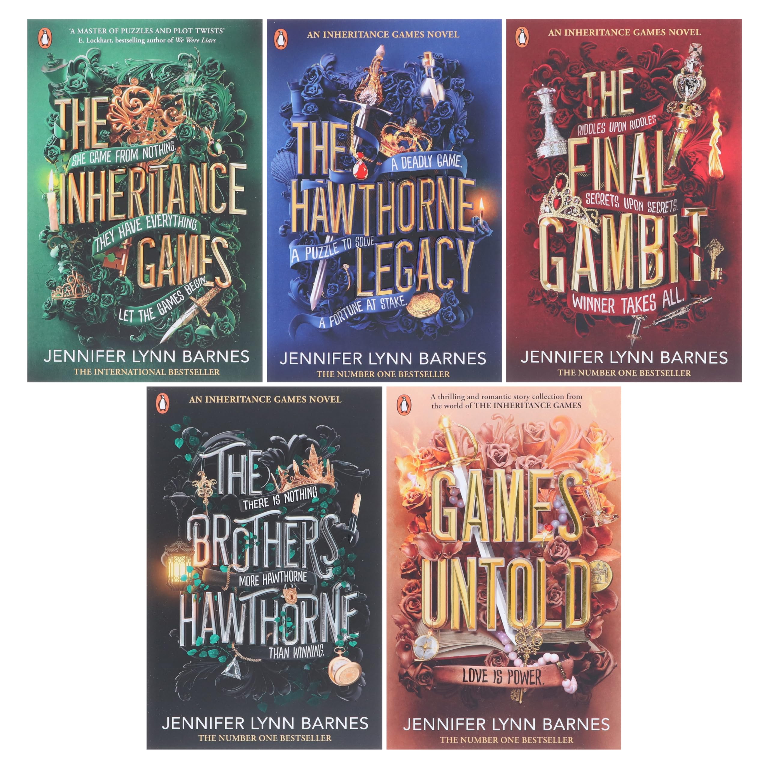 The Inheritance Games Series By Jennifer Lynn Barnes 5 Books Collection Set (The Inheritance Games, The Hawthorne Legacy, The Final Gambit, The Brothers Hawthorne & Games Untold)