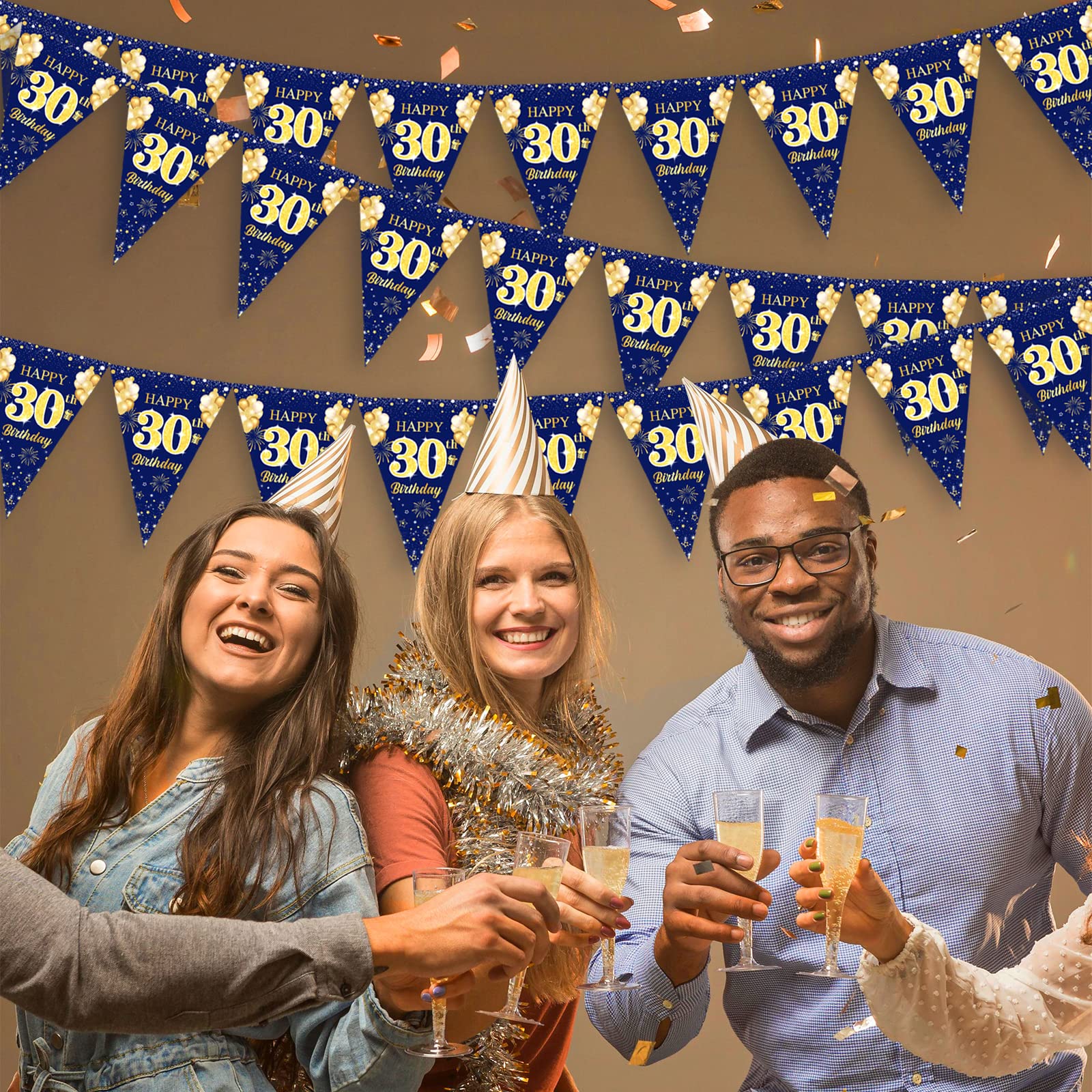 Decorazione per 30° compleanno blu marino oro per uomini e