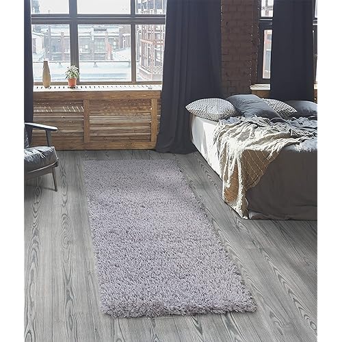 Ottomanson Flokati Faux Sheepskin Shag Runner Area Rug, 2'X5', Gray