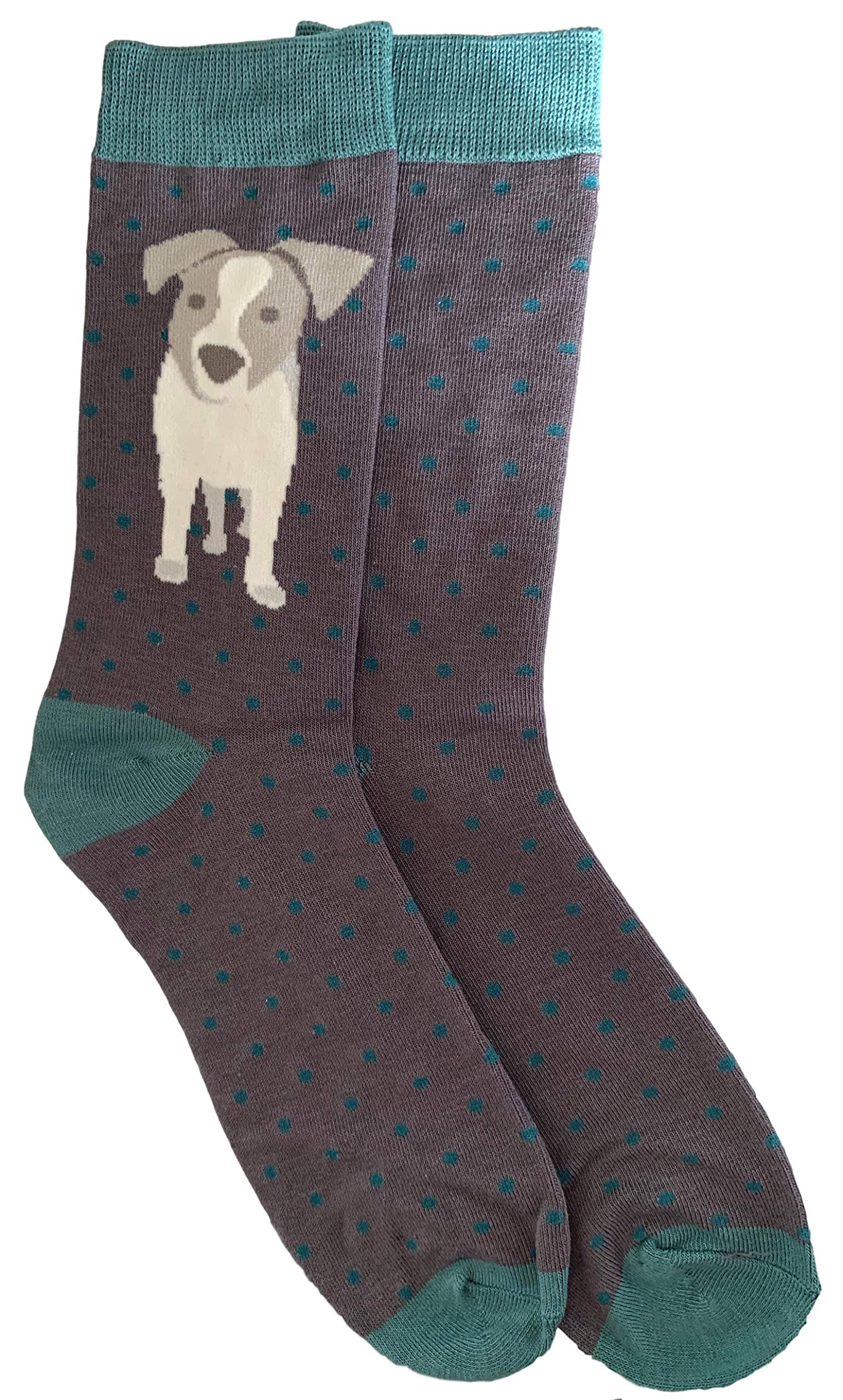 Purple Possum® Mens Socks Novelty Jack Russell Dogs Fun Bamboo Cotton Blend UK Dog Print Shoe Size 8-12 Gift Idea (Grey)
