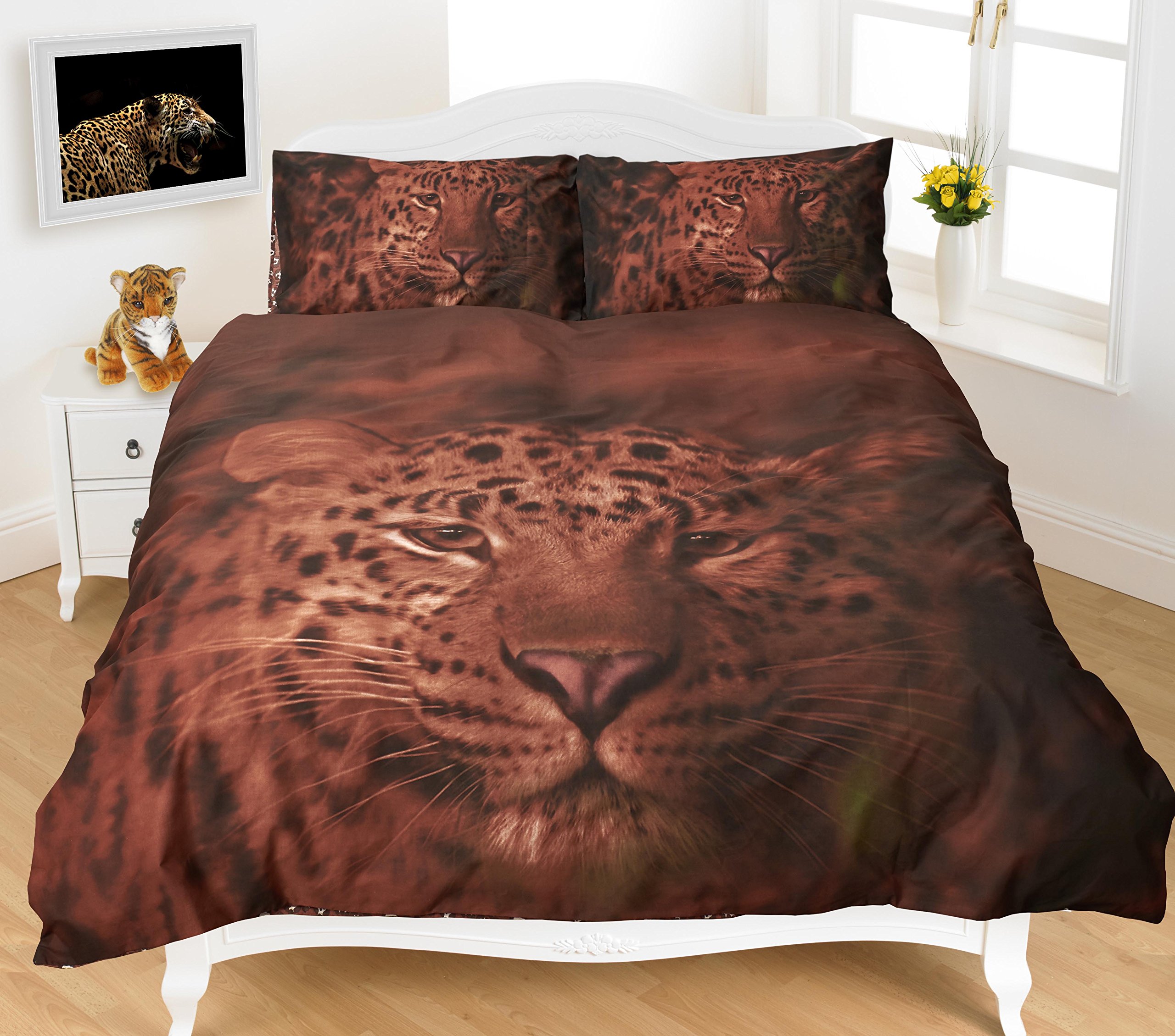 EHD 3D Animals Pattern Modern Stylish Duvet Cover Sets Quilt Cover Sets Luxurious Bedding Sets By NZ (Leopard, Single)