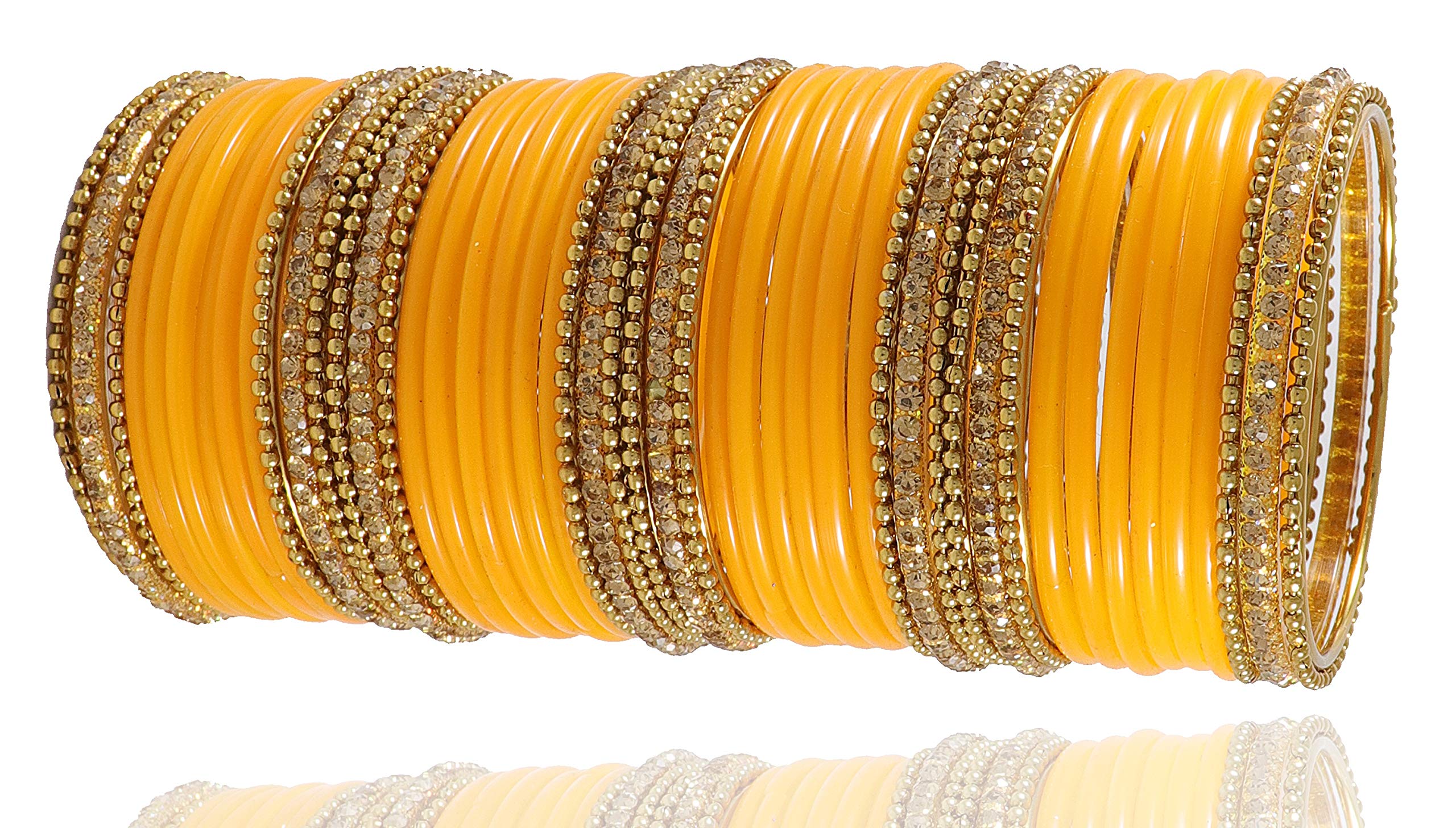 See full amazon price history chart for NMII Glass With Zircon Gemstone Studded Worked and Ball Chain Or Plane Gloosy Finished Bangles Set For Women and Girls,(Haldi_2.4 Inches), Pack Of 48 Bangles Set NMII Glass With Zircon Gemstone Studded Worked and Ball Chain Or Plane Gloosy Finished Bangles Set For Women and Girls,(Haldi_2.4 Inches), Pack Of 48 Bangles Set (B07GP2QB2B) Amazon Price History, Amazon Price Tracker