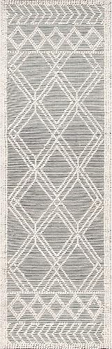 Miniatura 3 de nuLOOM Natti - Alfombra contemporánea de enrejado, 2 pies 6 pulgadas x 10 pies, color gris